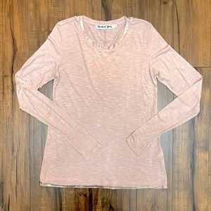 Michael Stars Brooklyn Jersey Long-Sleeve Crew in Dusty Rose Heather/Gold